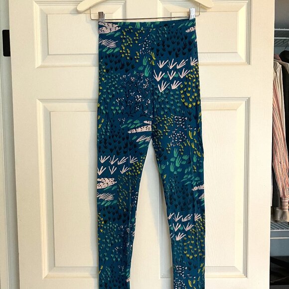 High Waisted Floral Leggings - Hand Printed Organic Cotton - Thief and Bandit - Picture 1 of 5